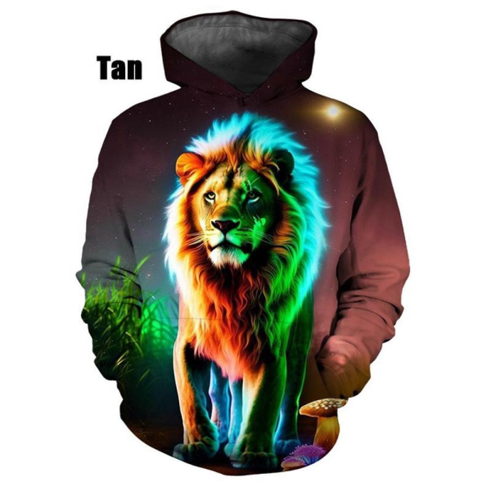 Модная 3D толстовка с капюшоном с рисунком льва, повседневная толстовка с длинным рукавом, уличная толстовка в стиле Харадзюку