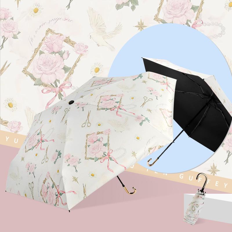 2025 50% скидка маленький золотой крючок цифровой винил солнцезащитный зонт от солнца складной зонтик