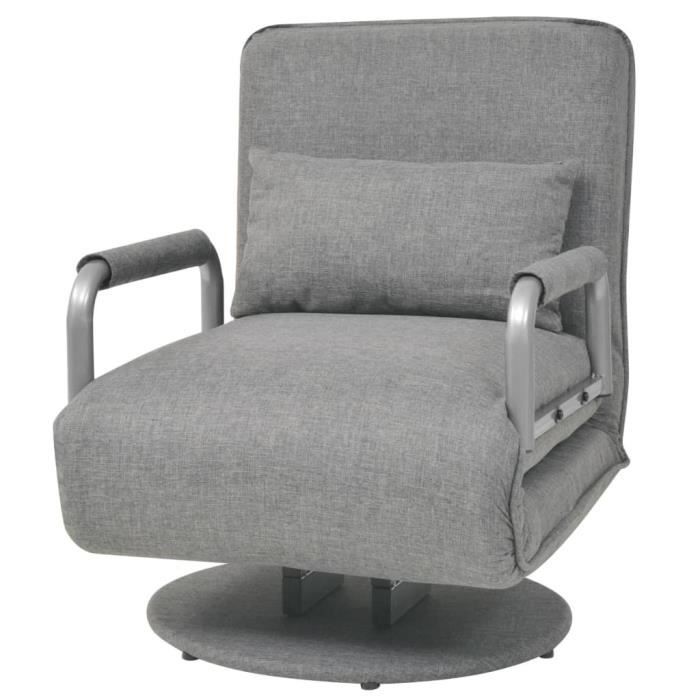 Swivel Armchair and Sofa Bed - vidaXL - Light Grey - Fabric - 1-seater - Modular