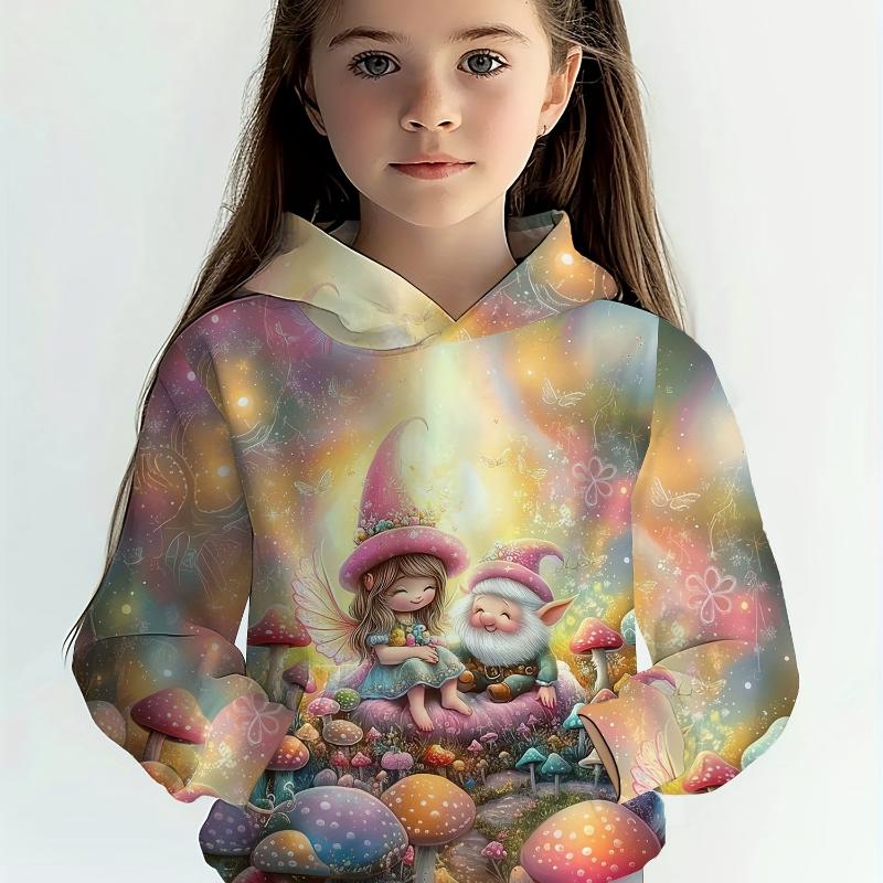 Детская одежда Толстовки с капюшоном для девочек с длинным рукавом и принтом 3D-мультяшных животных Детская весенне-осенняя одежда Повседневная милая уличная одежда для девочек Верхняя одежда