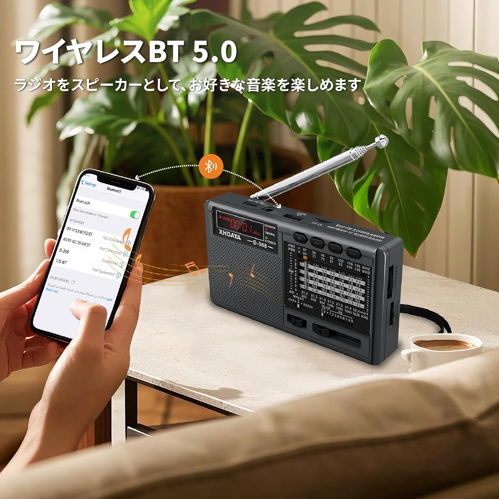 Портативное FM AM SW радио XHDATA D368 с высокой чувствительностью, DSP стерео, зарядкой Type-C, MP3-плеером, работает от батарей