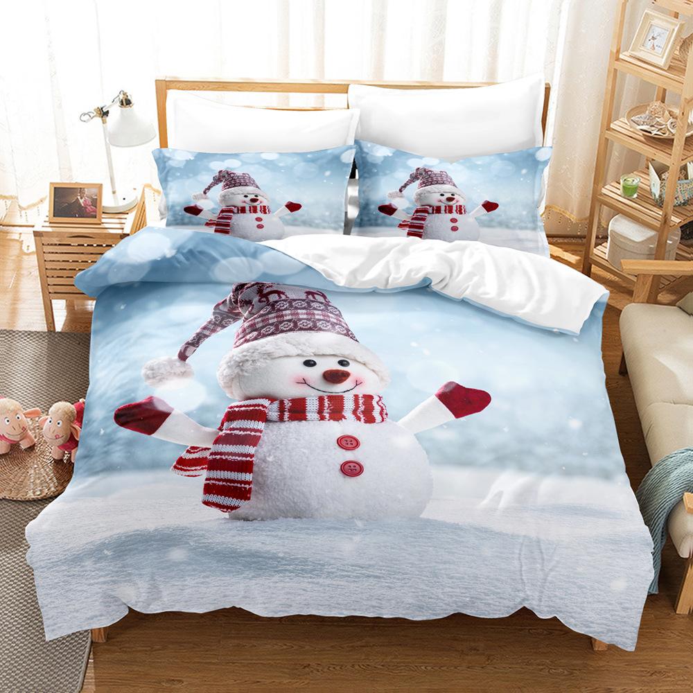 3D Рождественский комплект постельного белья С Новым годом Пододеяльник Наволочка 2/3 Праздничный подарок AU140 * 210 Полный размер Быстросохнущий мягкий домашний текстиль