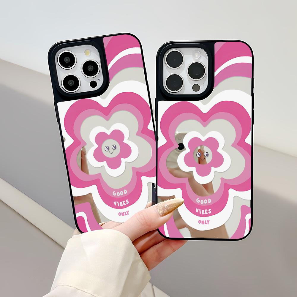 Mirror Phone Case for iPhone 15 11 13 14 for 15 16 Pro Max 12 13 16 Pro Cloud Flower and Animal Cute Style Phone Case