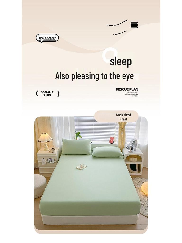 Solid Color Brushed 90g Fitted Sheet, Flat Sheet, and Pillowcase 4-Piece Bedding Set