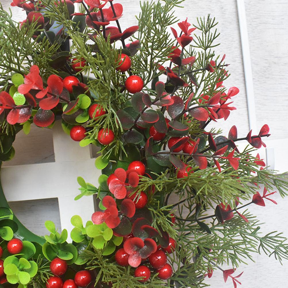 Christmas Wreath Artificial Red Berries Eucalyptus Wreath Christmas Decoration Living Room Wall