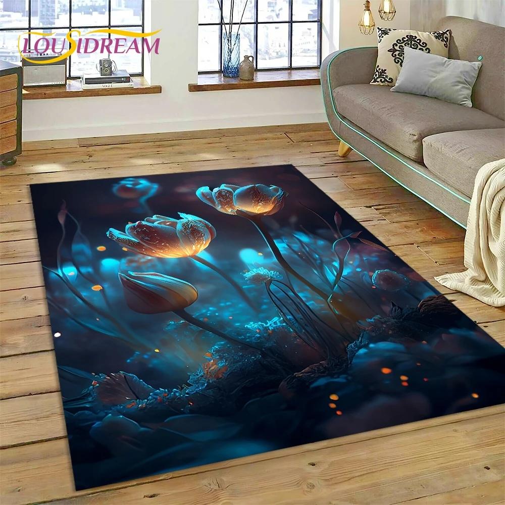 3D Dream Sun Flowers Nordic Daisy Rug Ковер для гостиной Спальня Домашний декор, Нескользящее украшение для дивана Коврик Подарки для детей
