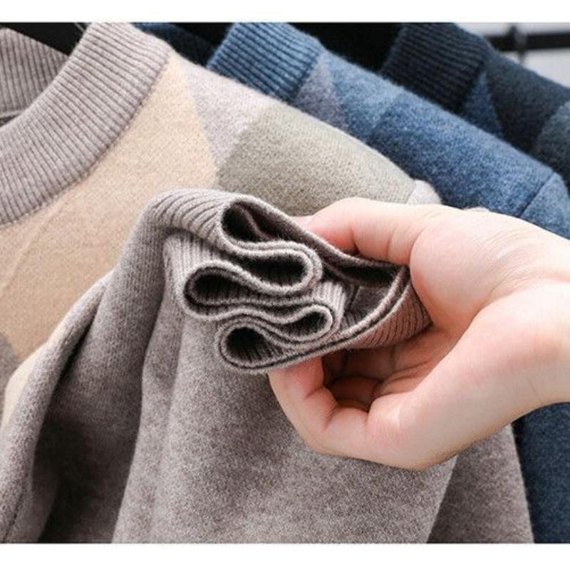 Осенне-зимний мужской свитер с полувысоким воротником, базовый, контрастной расцветки, пуловер, модный повседневный топ