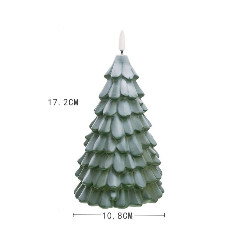 Green Christmas Tree Night Light Flameless Pillar Candles  Christmas Decoration