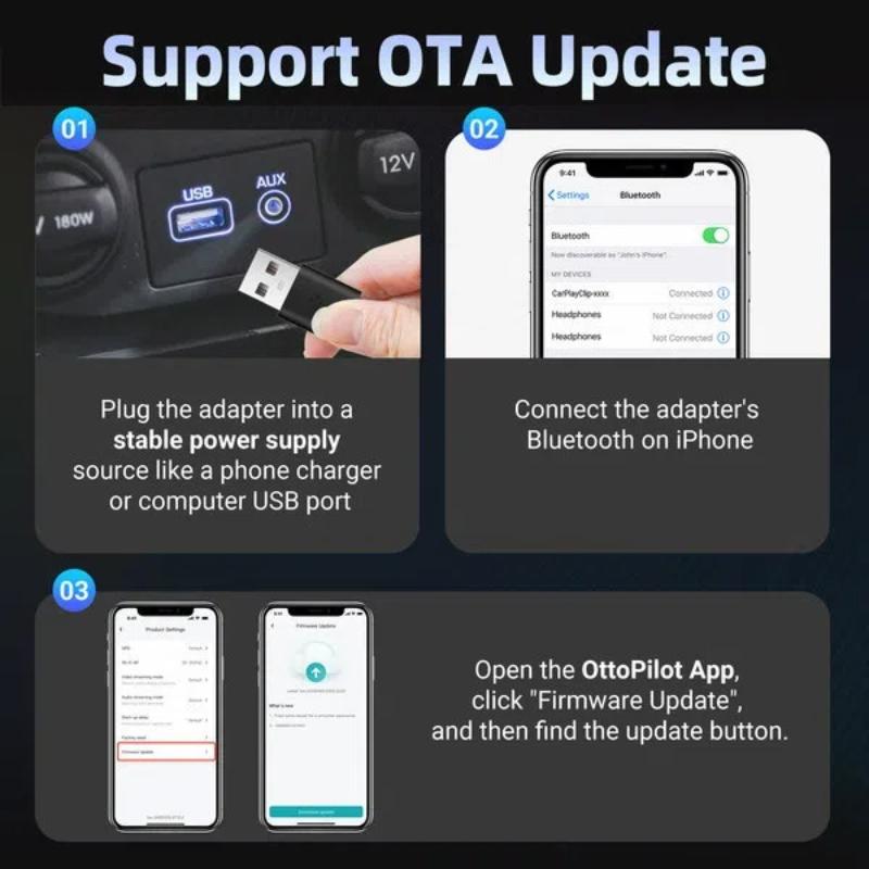 Проводной к Беспроводному Конвертер CarPlay, Адаптер Системы Умного Подключения и Развлечений для Автомобиля, Модернизированный Зажим для Освежителя Воздуха