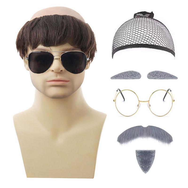 Premium Short Length Grandfather Wig Realistic Bald Head Costume Accessory For All Skin Tones