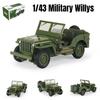 Масштаб 1/43 JEEP WILLYS Военный армейский автомобиль Миниатюрная модель Сплав цинка Игрушечная машинка Свободный ход Литой металл Коллекция Подарок для детей