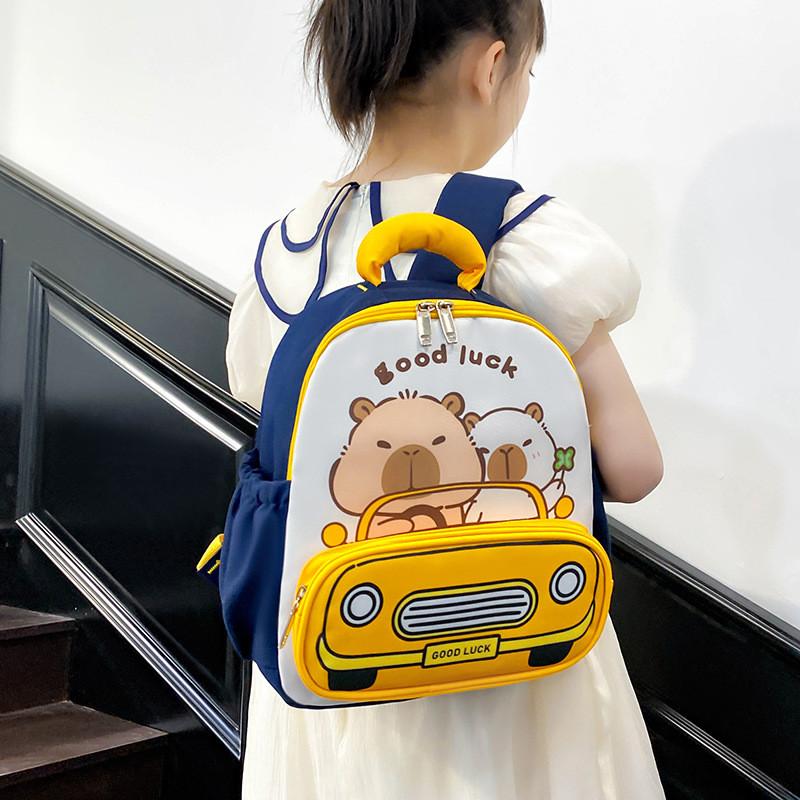 Capybara Pattern Kids Backpack Boys Girls School Bag With Breathable Nylon For Preschool Use