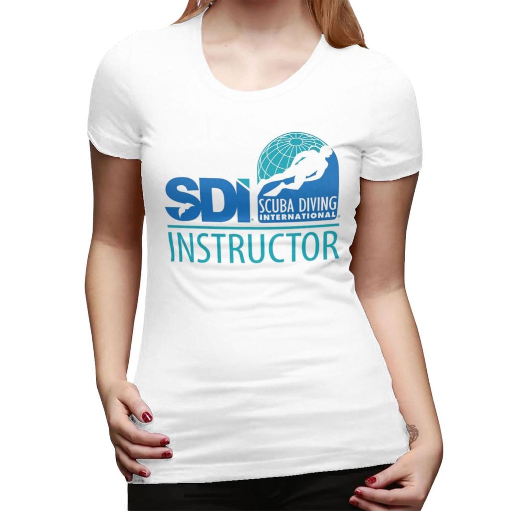 Футболка SDI Scuba Diving International для женщин с круглым вырезом Уличная одежда Футболки Женские футболки Короткая летняя одежда Топы