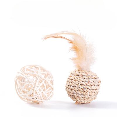 Игрушка для кошки, Перо, Ротанг, Колокольчик, Звуковой шарик, Домашняя собака, Растение, Набор из двух шариков, Интерактивная и жевательная