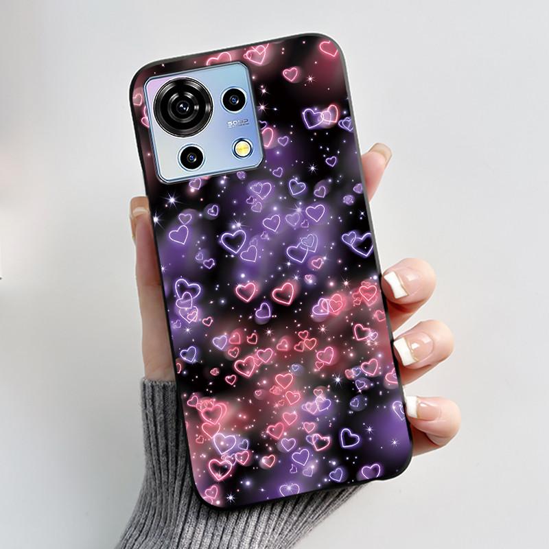 Для ZTE Blade V50 Vita Чехол Роскошный Милый Кролик с Сердечками Смешной Черный Мягкий Силиконовый Чехол для Телефона Для ZTE BladeV50 Vita V50Vita Обложка