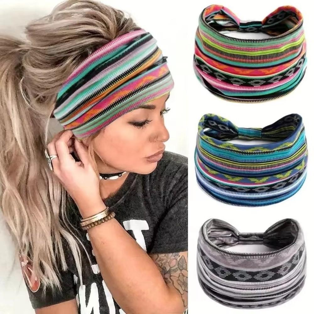 Широкие повязки на голову Boho, эластичный принтованный платок на голову, новая мягкая бандана для йоги