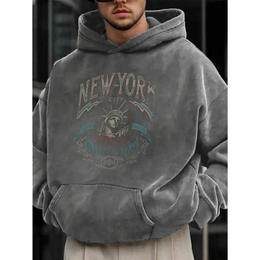 Мужская толстовка с капюшоном больших размеров с принтом American Vintage, осень/зима