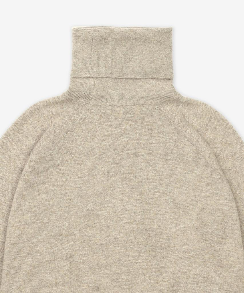 SAINT LAURENT Cashmere Cassandre Embroidered Logo High-Neck Knit - Beige / 820746Yall22601
