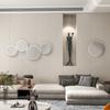 Metal Wall Art 65cm Modern Decorative Mirror Decor for Living Room Bedroom Dining Room, Silver