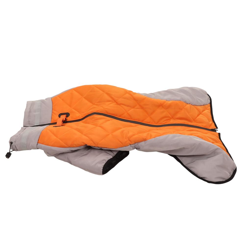 Reflective Turtleneck Dog Vest Thickening Warm Dog Cold Weather Jacket for Autumn Winter Grey Orange
