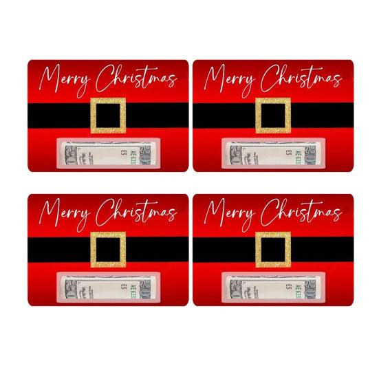 Рождественская открытка для денег с поясом Санты, праздничная поздравительная открытка с дизайном красного пояса, сезонная поздравительная открытка для праздничных подарков и денежного презента
