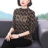 2022 Autumn/Winter Diamond Accent Plus Size Long Sleeve Half-Turtleneck Top for Women
