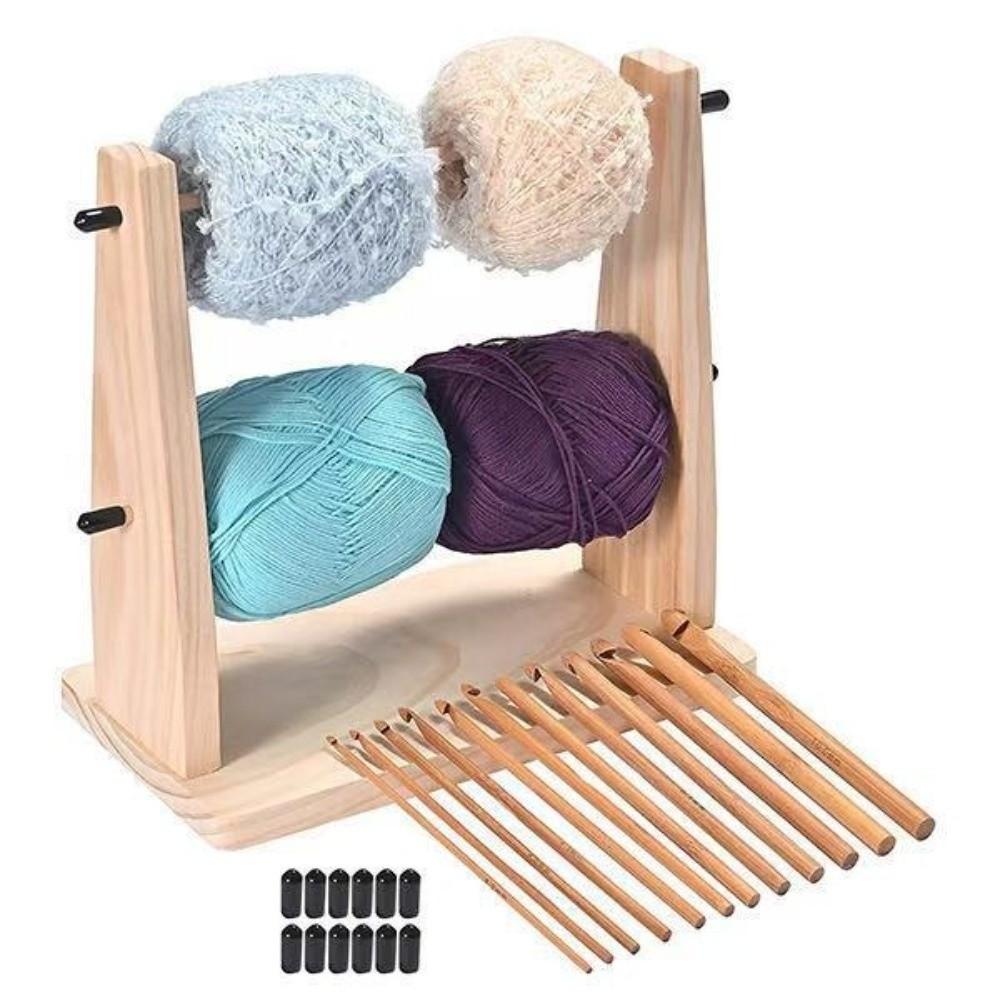 Manual Wool Storage Rack Vertical Rotating Yarn Ball Stand Easy Assembly Thread Holder DIY Craft