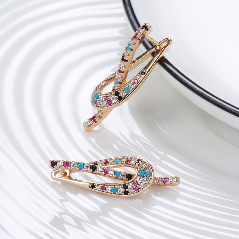 Luxury Drop Earrings With Multi Color Zircon Statement Women's Wedding Party Jewelry