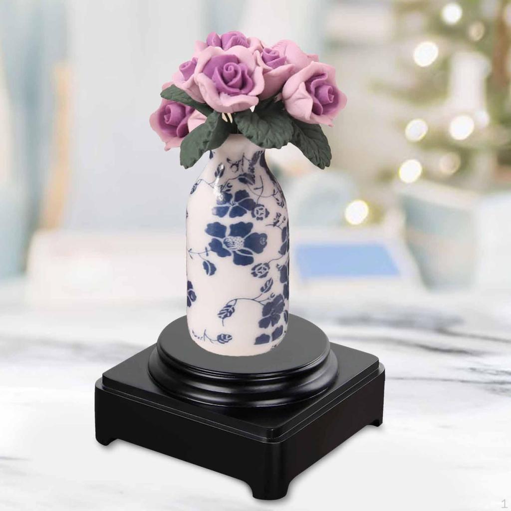 Art Exhibition Base Wooden Round Solid Vase Stand Decorative Display Wood for