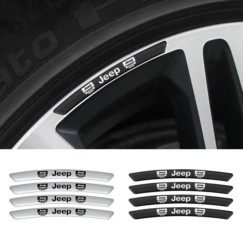 4Pcs Aluminum Car Wheel Hub Sticker Rim Center Cap Decal Car Exterior Accessories For Jeep Wrangler Grand Cherokee Compass Reneg AKO1