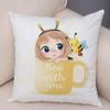 Cute Girl and Cat Pillowcase Car Ornaments Office Living Room Sofa Home Pillowcase