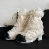 Winter Rabbit Fur Long Boots for Women Brand Design Luxury Warm Fluffy Fur Ski Boots Female Platform Lace-up Leather Boots