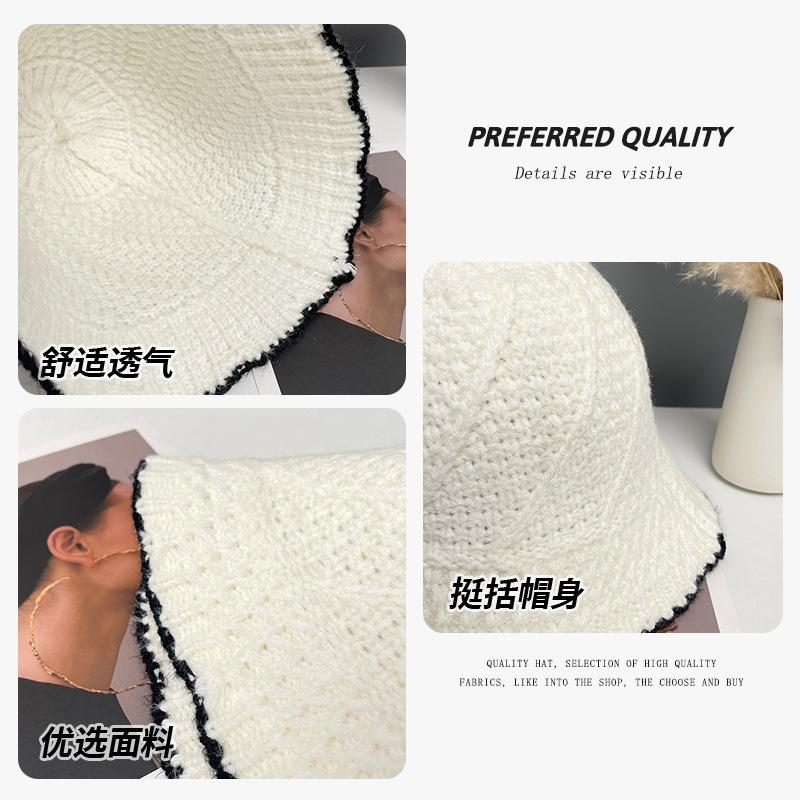 Детская осенне-зимняя вязаная шерстяная шляпа-панама 'Рыбацкая шляпа', студенческая теплая универсальная шляпа-ведро