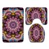 Cool Flower Pattern Bathroom Floor Mat Toilet Three-Piece Set