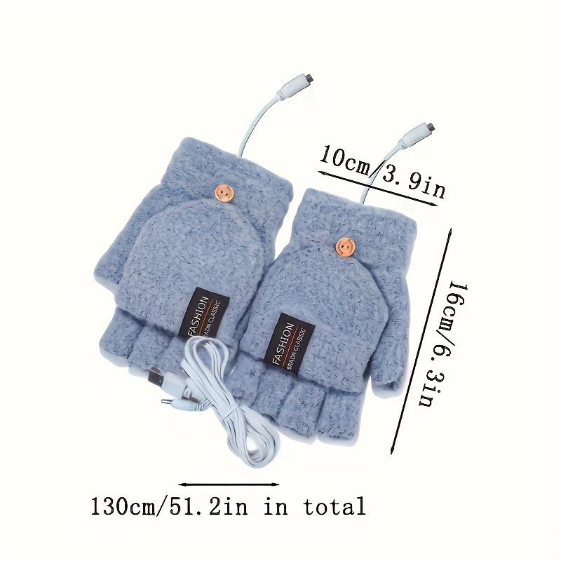 1 USB-порт, 5-вольтовые электрические перчатки с подогревом и откидным дизайном на полпальца - 5 пальцев с подогревом тыльной стороны ладони, идеально подходят для зимнего использования в офисе с компьютерами