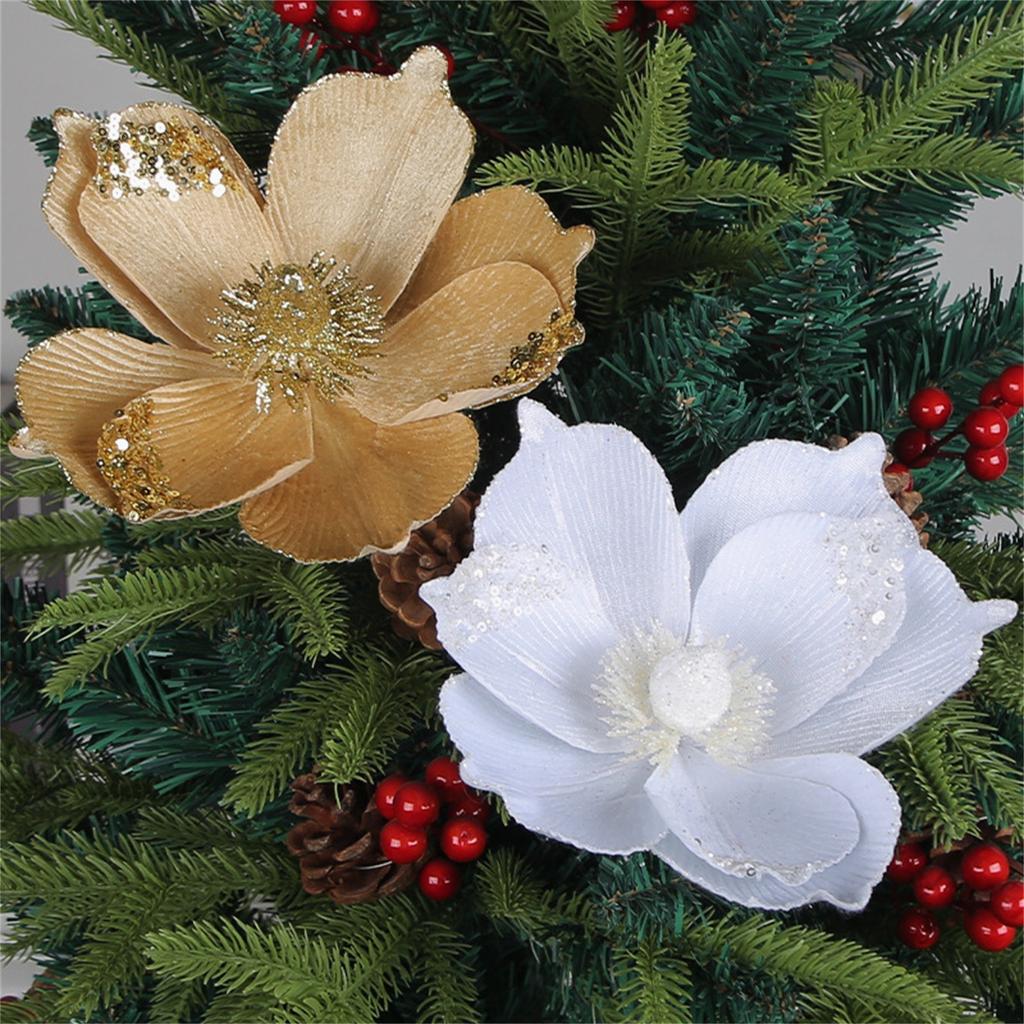 Three Layer Gold Powder Christmas Flower New Simulation Christmas Tree Decoration Flower Holiday Decoration Flower Arrangement
