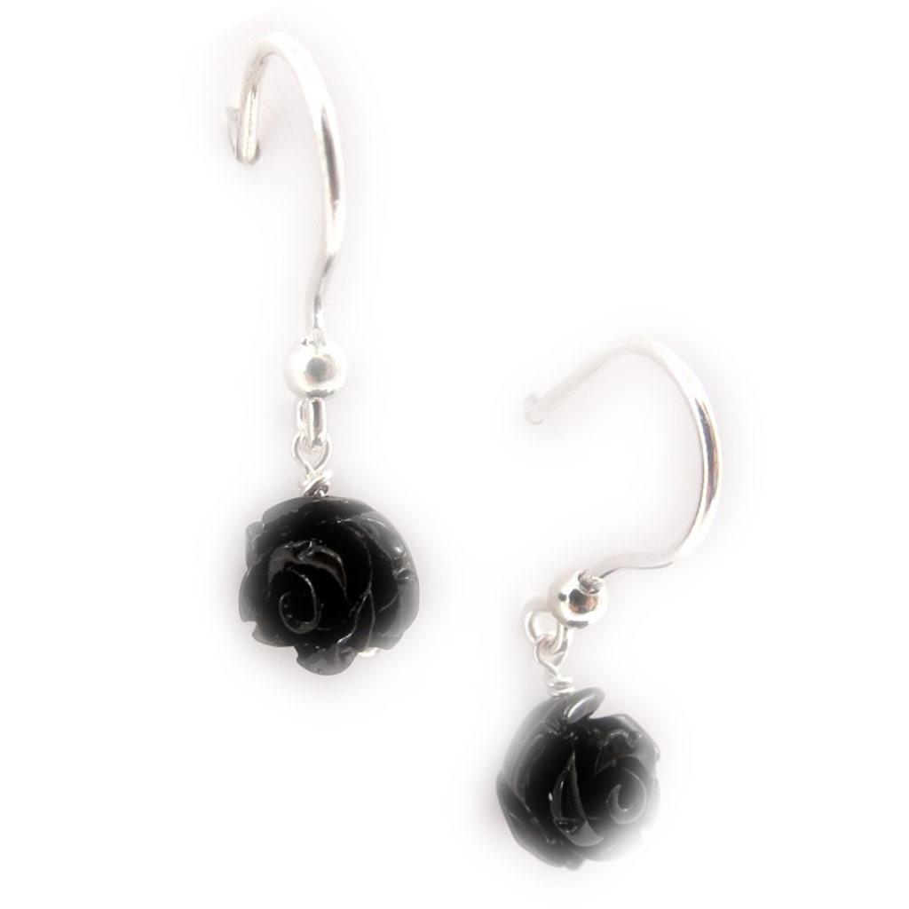 Les Trésors De Lily [J7178] — Черные серебряные серьги «Rose Noire»
