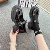 Summer New Platform Small Leather Shoes One-word Buckle Round Head Temperament Medium Heel Versatile Comfortable Mary Jane Shoes