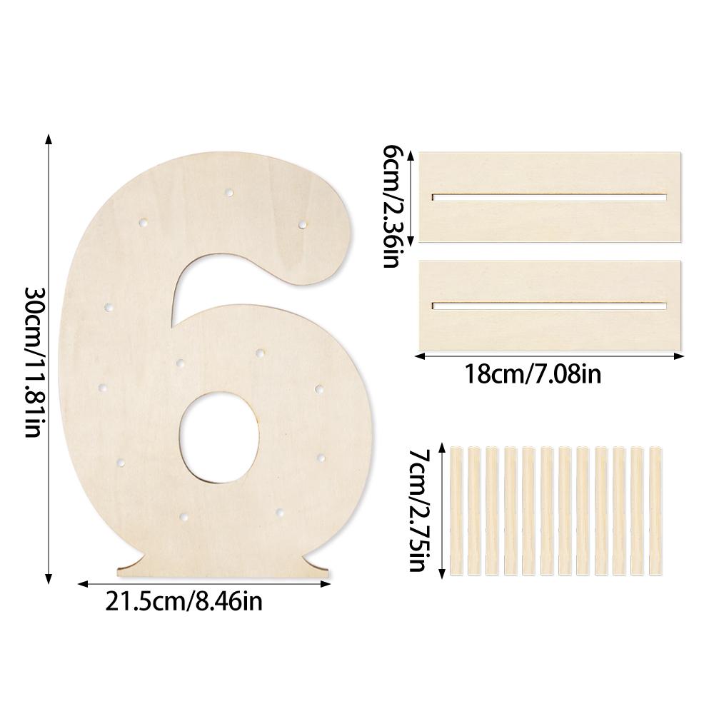 Wood Number Shaped Donut Wall Stand Doughnut Party Dessert Candy Bar Holder Birthday Baby Shower Rustic Wedding Table Decor