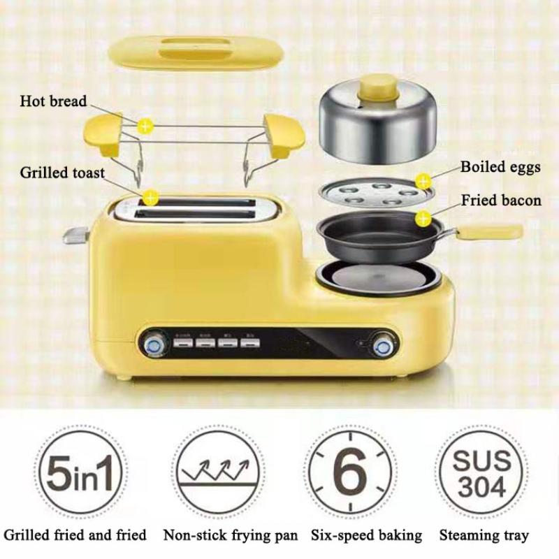 Household Multifunctional Small Breakfast Machine Set All-in-1 Toaster Mini Frying Pan