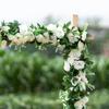 2Pcs 2.2M Artificial White Flower Fake Rose Hanging Vines Plants Leaves Artificials Garland Flowers Wedding Party Decoration