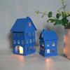 Hollowout Metal Ice House Shape Tealight Candle Stand Hanging Votive Candle Lanterns for Farmhouses Home Decoration