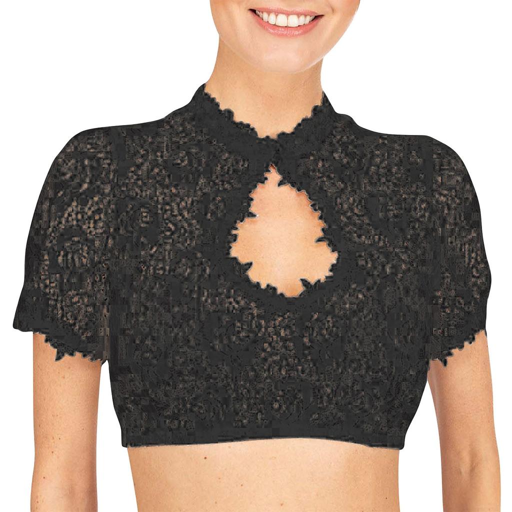 Женская элегантная классическая пивная фестивальная рубашка с кружевной отделкой и короткими рукавами