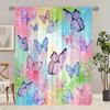 2 Pieces - Butterfly - Printed Curtain - Polyester Material - for Bedroom Living Room Study Anti-privacy Curtain