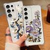 Luxury Floral Print Clear Silicone Cover For Samsung S25 S24 FE S23 Ultra S22 A56 A36 A16 A55 A35 Shockproof Lens Protection Slim Soft Phone Case