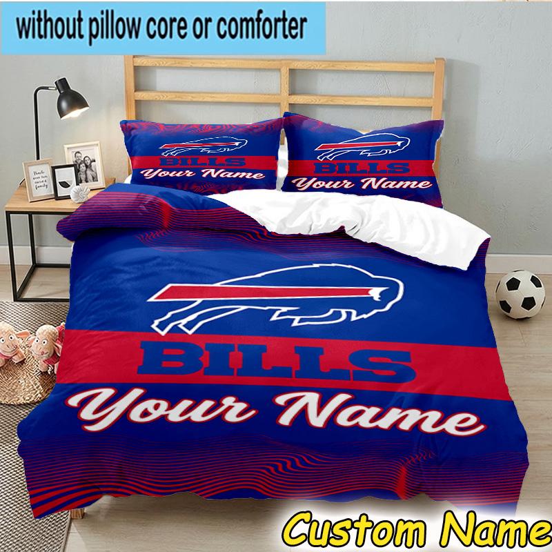 3pcs Custom Name Buffalo basketball Logo Bedding Set Includes 1 Duvet Cover & 2 Pillowcases for All Seasons Dormitory Home Decor Christmas gifts