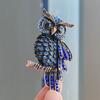 High-End Luxury Diamond-Encrusted Blue Owl Brooch Pin Women'S Clothing Pin Accessories Retro Owl Brooch