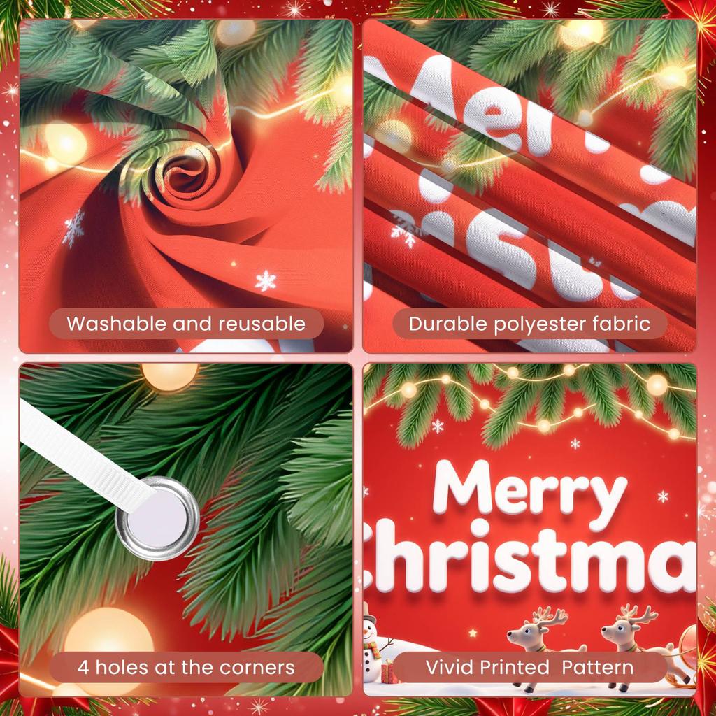 Xmas Display Santa Claus Print Snowman Display Holiday Backdrop Winter Scene Santa Claus Banner For New Year Party Xmas