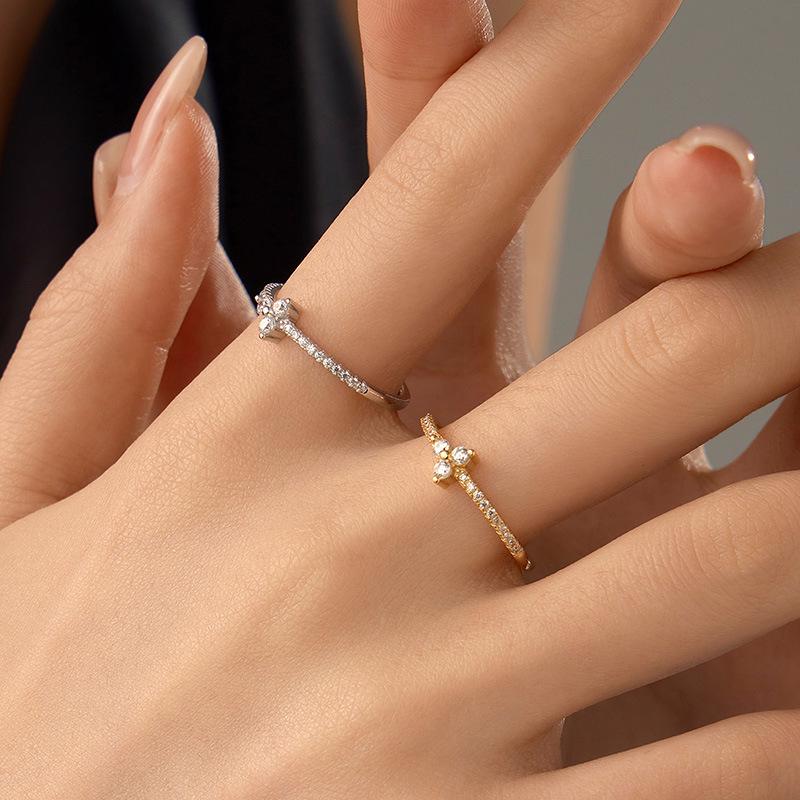 Banyan Tree S925 Silver Diamond Korean Ring - Women's Simple, Versatile Index Finger Jewelry