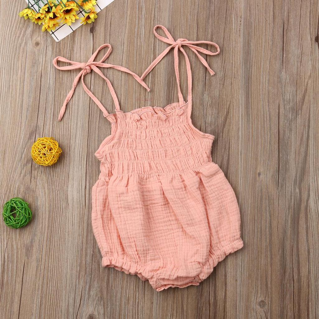 Newborn Baby Girl Clothes Sleeveless Solid Color Strap Romper Jumpsuit One Pieces Outfits Sunsuit Clothes